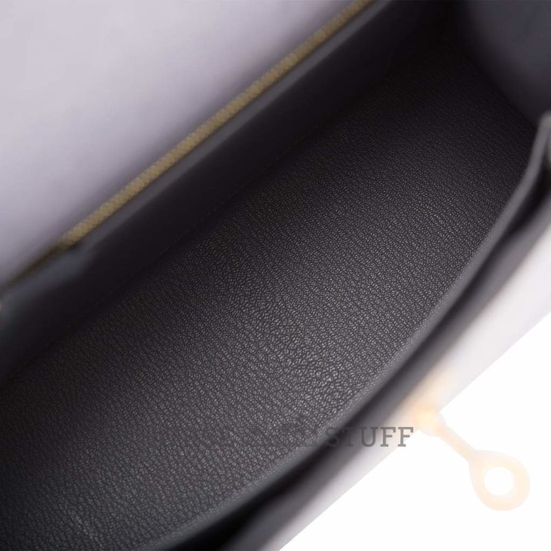 Hermès Kelly Sellier 25 Special Order HSS Gris Agate / Blue Indigo Ostrich BGHW