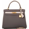 Hermès Kelly Retourne 25 Special Order HSS Etain / Craie Togo BGHW