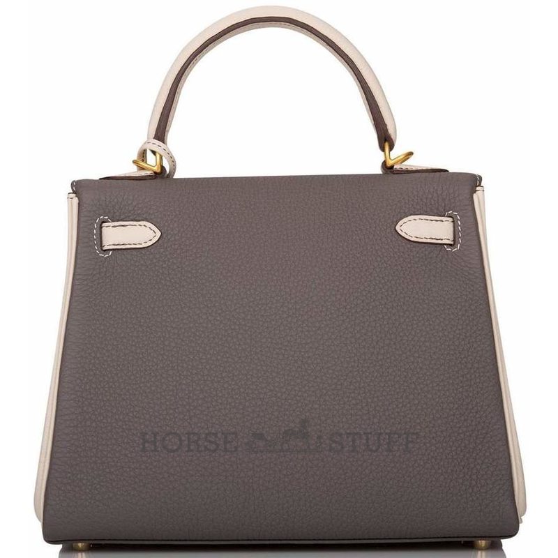 Hermès Kelly Retourne 25 Special Order HSS Etain / Craie Togo BGHW