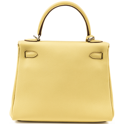 Hermès Kelly Retourne 25 Jaune Poussin Togo PHW