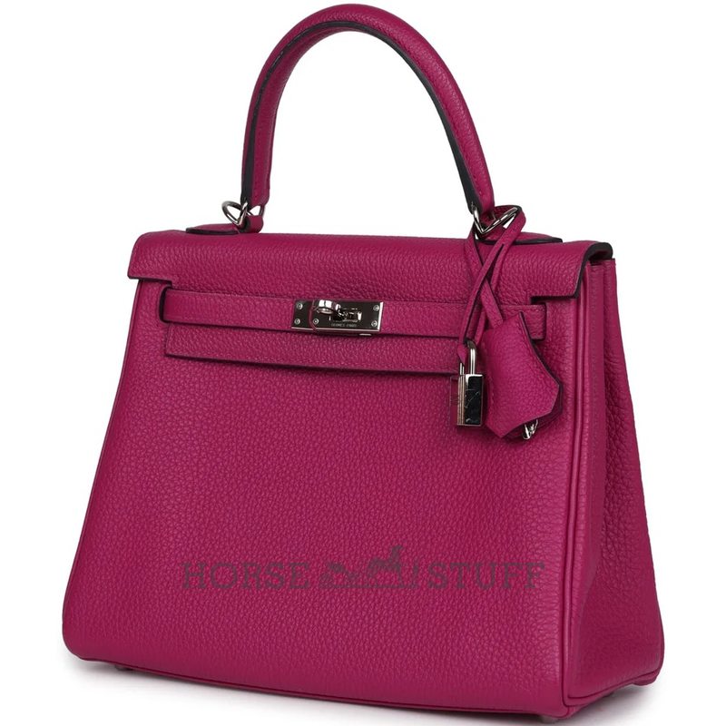 Hermès Kelly Retourne 25 Rose Pourpre Togo PHW