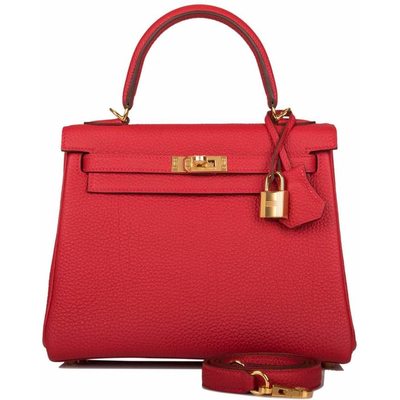 Hermès Kelly Retourne 25 Rouge Casaque Togo GHW