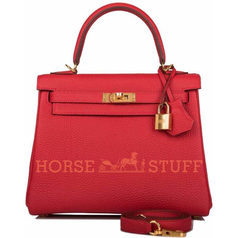 Hermès Kelly Retourne 25 Rouge Casaque Togo GHW