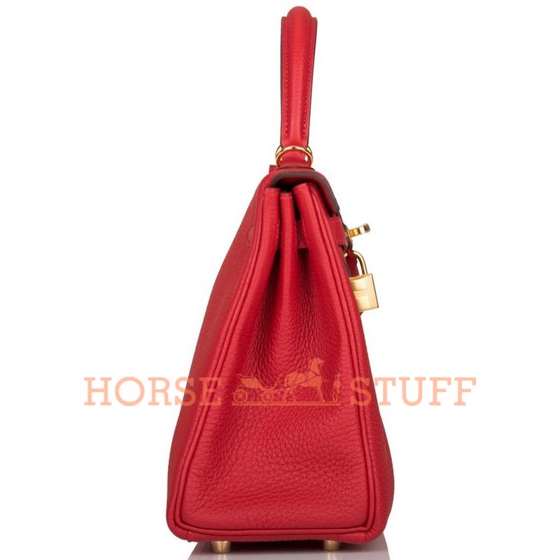 Hermès Kelly Retourne 25 Rouge Casaque Togo GHW