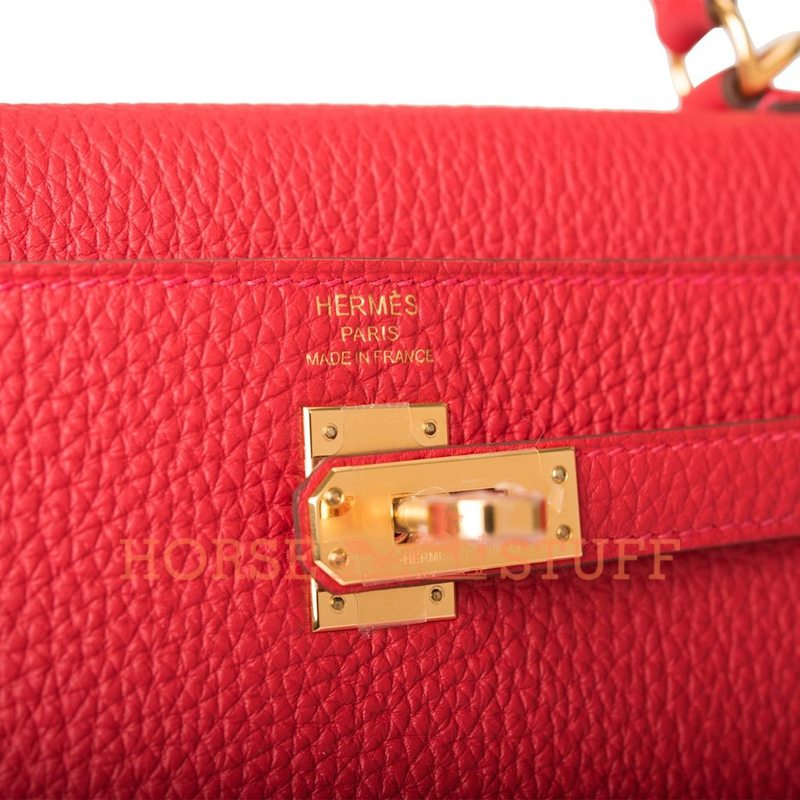 Hermès Kelly Retourne 25 Rouge Casaque Togo GHW