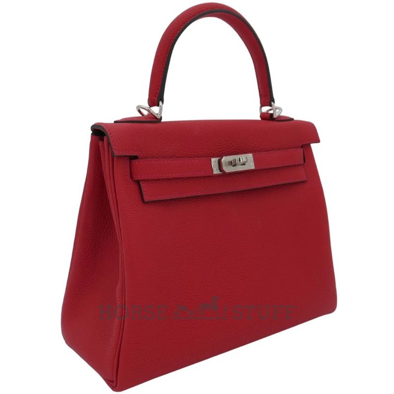 Hermès Kelly Retourne 25 Rouge Casaque Togo PHW