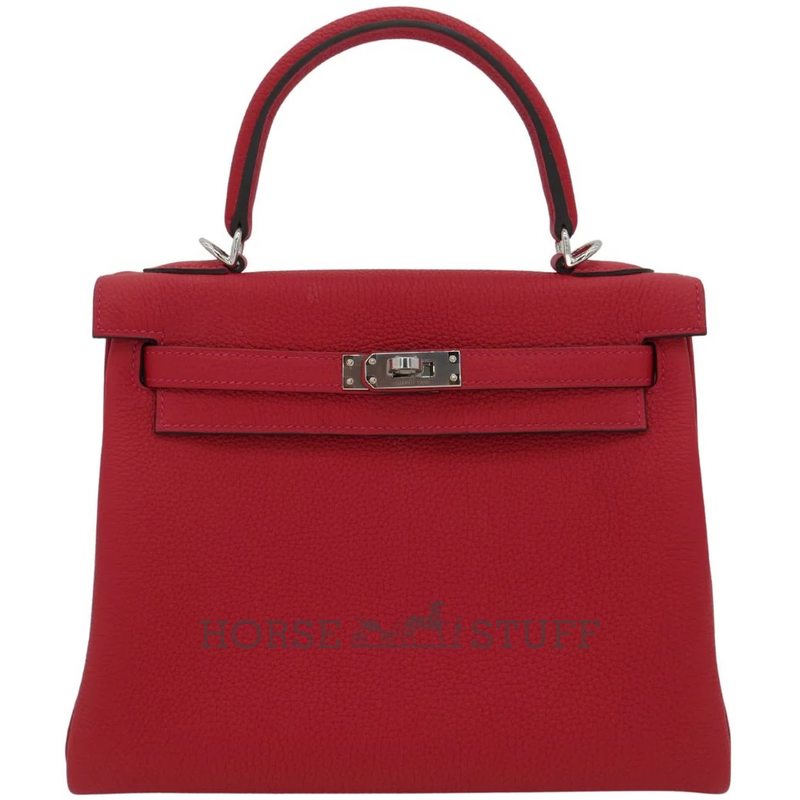 Hermès Kelly Retourne 25 Rouge Casaque Togo PHW