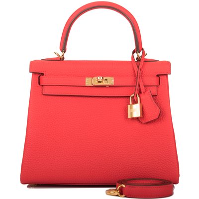 Hermès Kelly Retourne 25 Rouge de Coeur Togo GHW