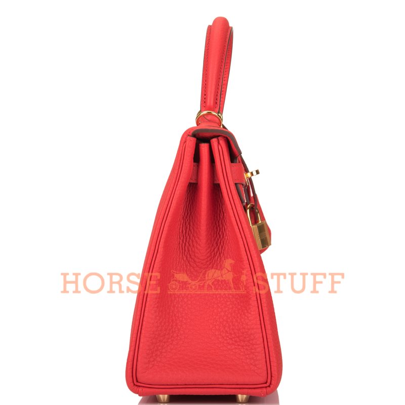 Hermès Kelly Retourne 25 Rouge de Coeur Togo GHW