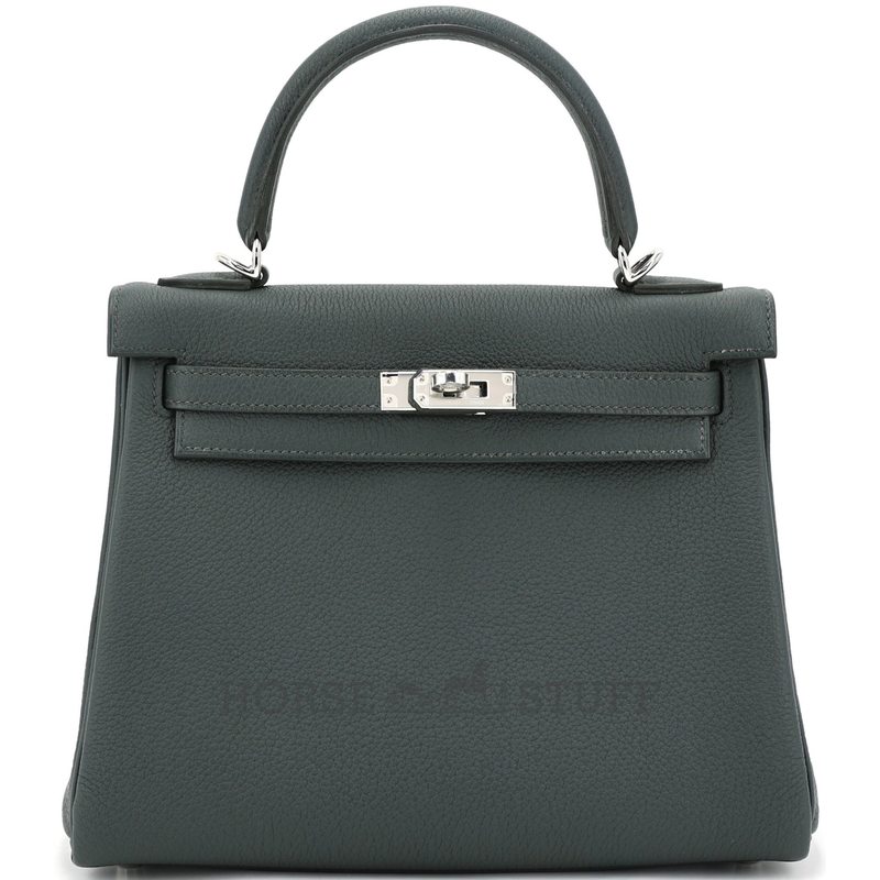 Hermès Kelly Retourne 25 Vert Mangrove Togo PHW