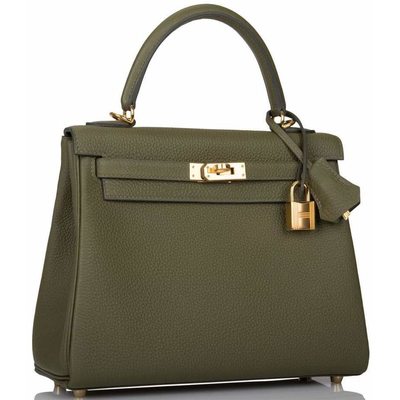 Hermès Kelly Retourne 25 Vert Veronese Togo GHW 