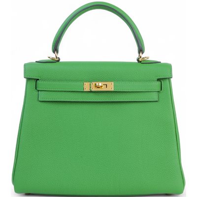 Hermès Kelly Retourne 25 Vert Yucca Togo GHW