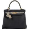 Hermes Kelly Retourne 25 Touch Black Swift / Ombre Shiny Salvatore Varanus Lizard GHW