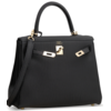 Hermes Kelly Retourne 25 Touch Black Togo / Black Shiny Niloticus Lizard Permabrass