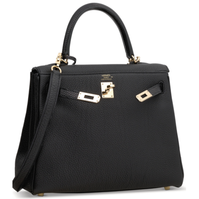 Hermes Kelly Retourne 25 Touch Black Togo / Black Shiny Niloticus Lizard Permabrass
