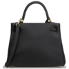 Hermes Kelly Retourne 25 Touch Black Togo / Black Shiny Niloticus Lizard Permabrass