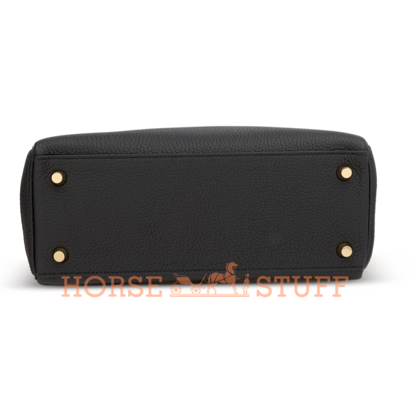 Hermes Kelly Retourne 25 Touch Black Togo / Black Shiny Niloticus Lizard Permabrass