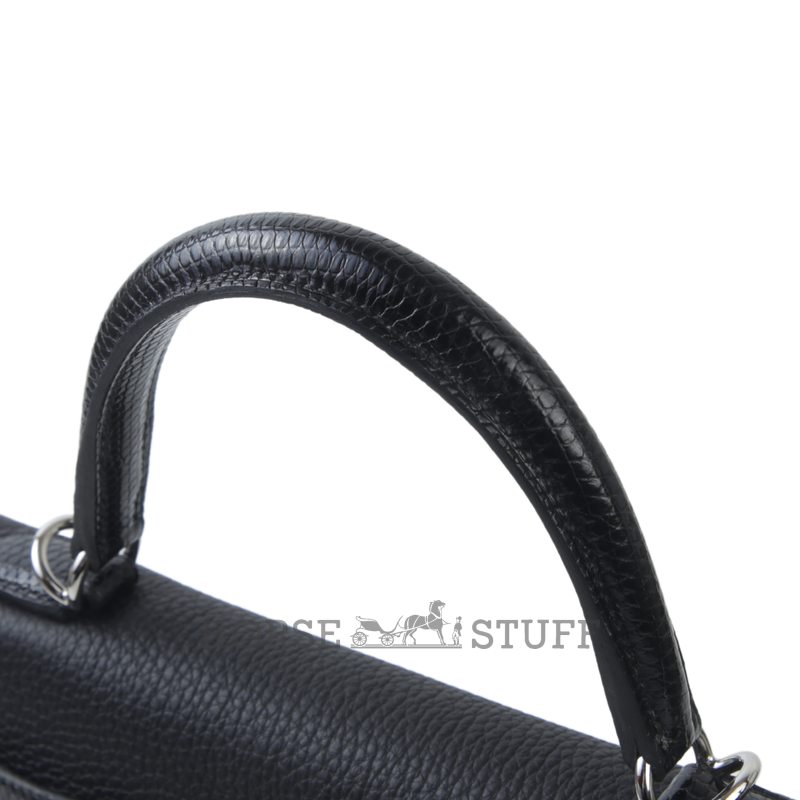Hermes Kelly Retourne 25 Touch Black Togo / Black Shiny Niloticus Lizard PHW