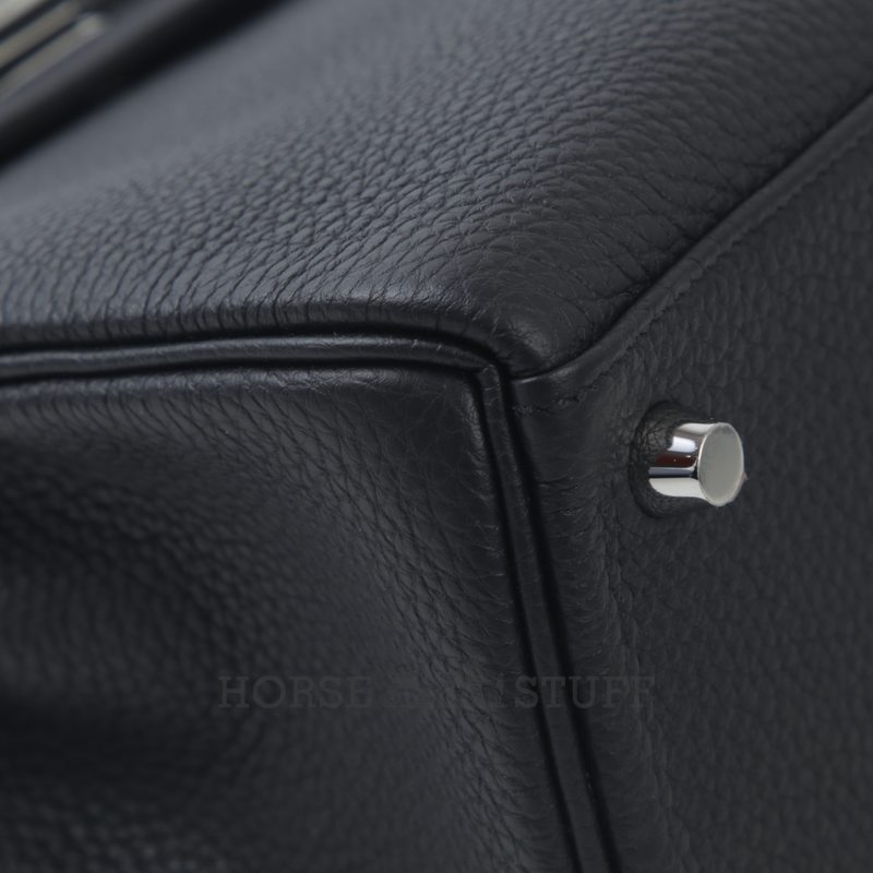 Hermes Kelly Retourne 25 Touch Black Togo / Black Shiny Niloticus Lizard PHW