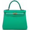 Hermes Kelly Retourne 25 Touch Menthe Togo / Shiny Niloticus Lizard Permabrass HW