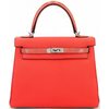Hermes Kelly Retourne 25 Touch Orange Poppy Togo / Shiny Niloticus Lizard PHW