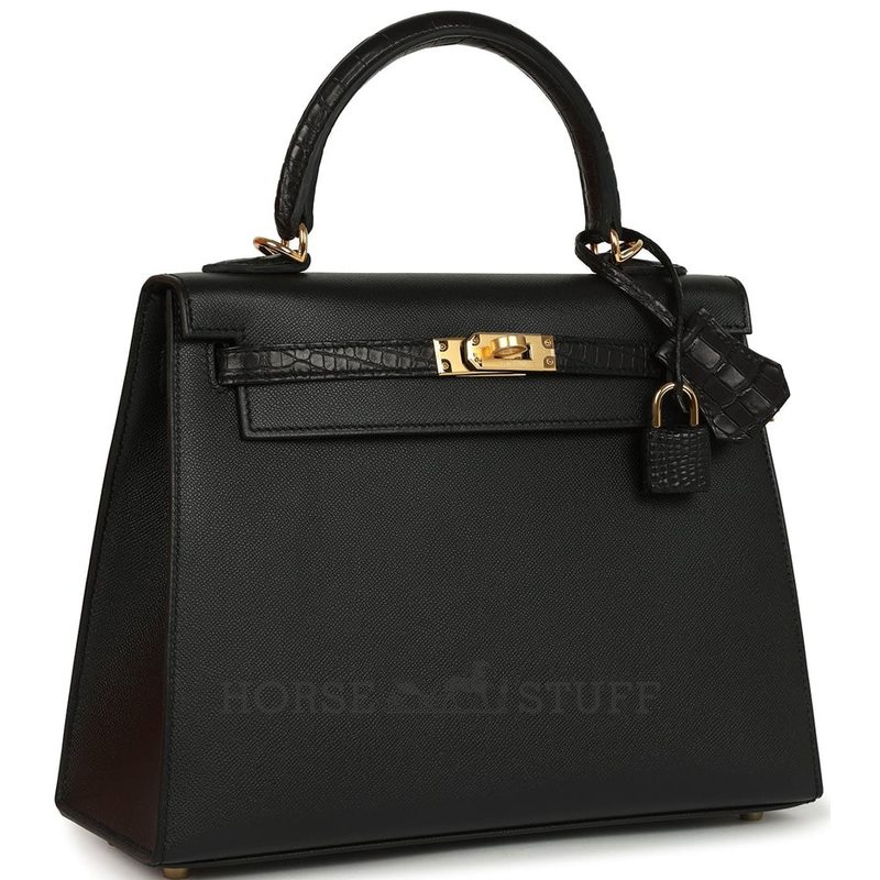Hermes Kelly Sellier 25 Touch Black Madame / Matte Crocodile Alligator GHW