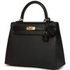 Hermes Kelly Sellier 25 Touch Black Madame / Matte Crocodile Alligator GHW