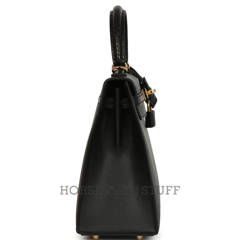 Hermes Kelly Sellier 25 Touch Black Madame / Matte Crocodile Alligator GHW