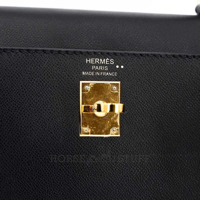 Hermes Kelly Sellier 25 Touch Black Madame / Shiny Crocodile Niloticus GHW