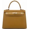 Hermes Kelly Sellier 25 Touch Bronze Dore Madame / Beige Sable Shiny Crocodile Niloticus Permabrass