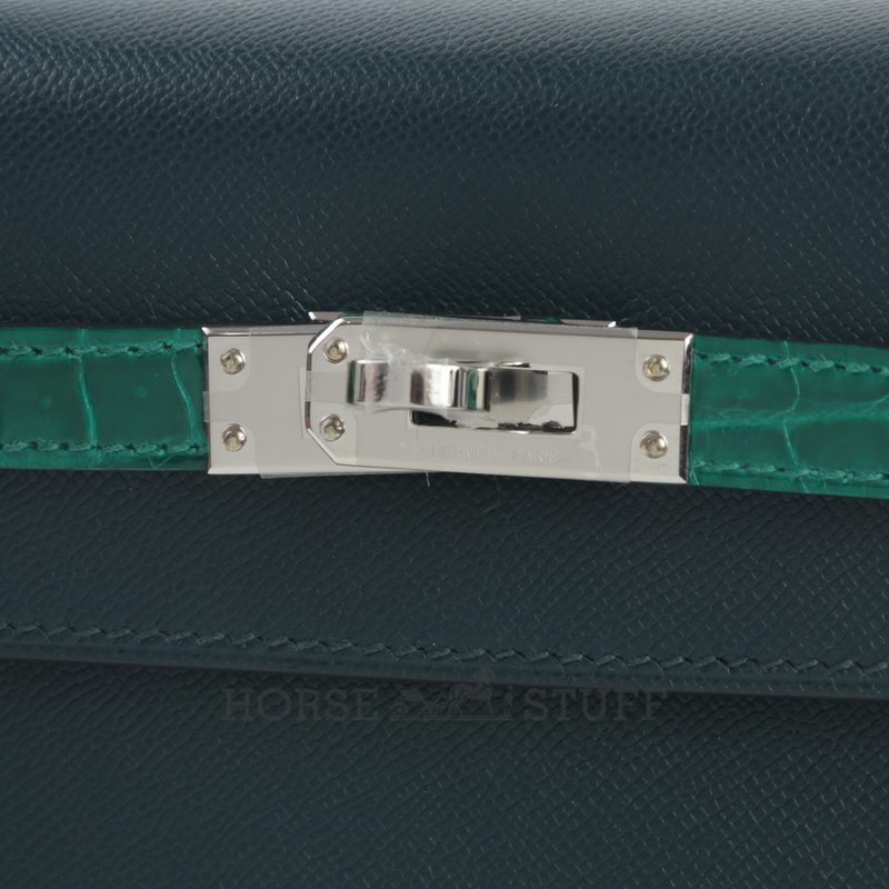 Hermes Kelly Sellier 25 Touch Vert Cypress Madame / Vert Emerald Shiny Crocodile Niloticus PHW