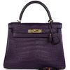 Hermès Kelly Retourne 28 Amethyst Matte Crocodile Alligator GHW