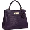 Hermès Kelly Retourne 28 Amethyst Matte Crocodile Alligator GHW