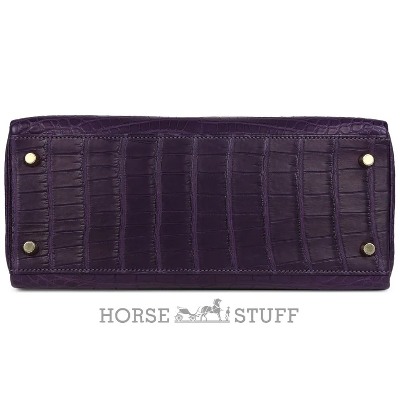 Hermès Kelly Retourne 28 Amethyst Matte Crocodile Alligator GHW