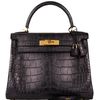 Hermès Kelly Retourne 28 Black Matte Crocodile Alligator GHW