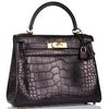 Hermès Kelly Retourne 28 Black Matte Crocodile Alligator GHW