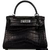 Hermès Kelly Retourne 28 Black Matte Crocodile Alligator PHW