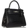 Hermès Kelly Retourne 28 Black Matte Crocodile Alligator PHW