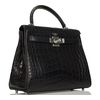 Hermès Kelly Retourne 28 Black Matte Crocodile Alligator PHW