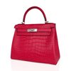 Hermès Kelly Retourne 28 Rose Extreme Matte Crocodile Alligator PHW
