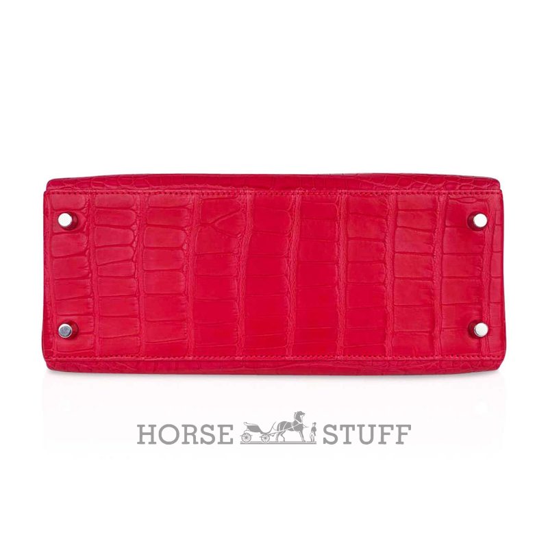 Hermès Kelly Retourne 28 Rose Extreme Matte Crocodile Alligator PHW