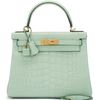 Hermès Kelly Retourne 28 Vert d'Eau Matte Crocodile Alligator GHW