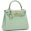 Hermès Kelly Retourne 28 Vert d'Eau Matte Crocodile Alligator GHW