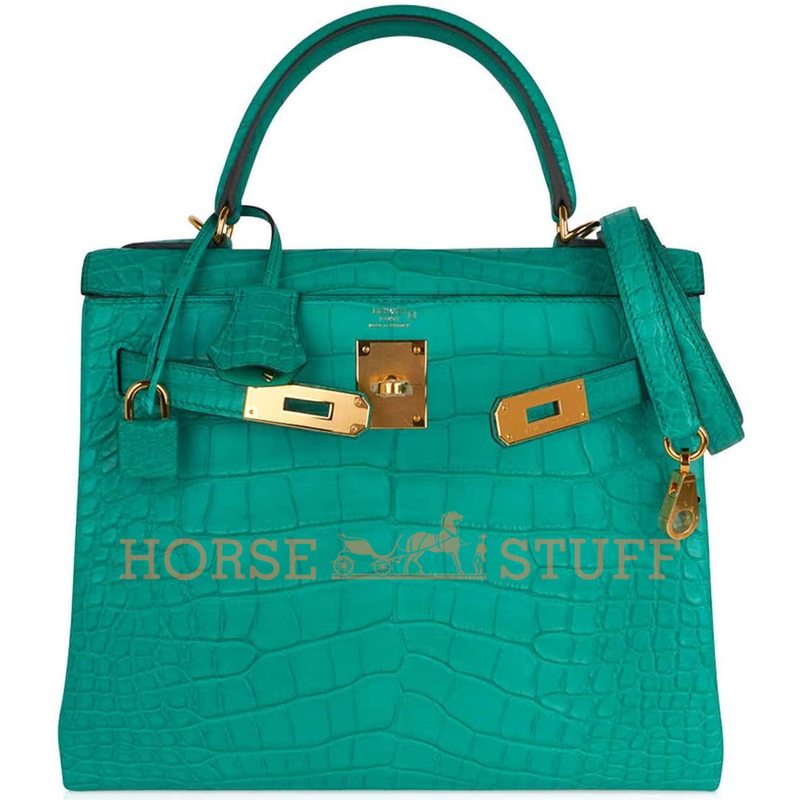 Hermès Kelly Retourne 28 Vert Jade Matte Crocodile Alligator GHW