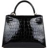 Hermes Kelly Sellier 28 Black Lisse Crocodile Alligator GHW