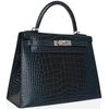 Hermès Kelly Sellier 28 Verso Vert Cypress / Vert Jade Lisse Crocodile Alligator PHW