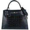 Hermès Kelly Sellier 28 Verso Vert Cypress / Vert Jade Lisse Crocodile Alligator PHW