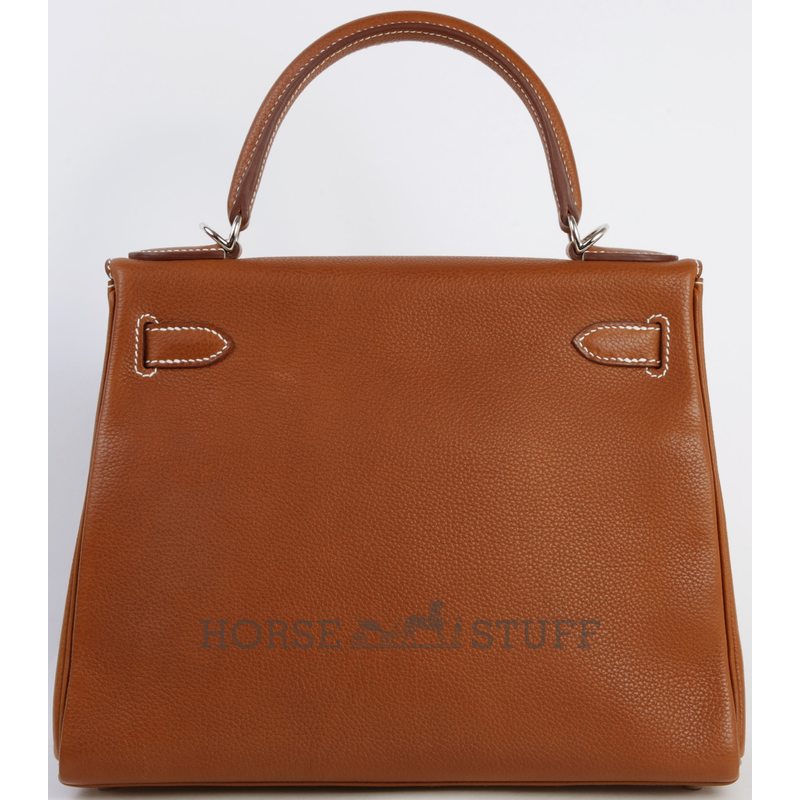 Hermès Kelly Retourne 28 Gold Fauve Barenia Faubourg PHW