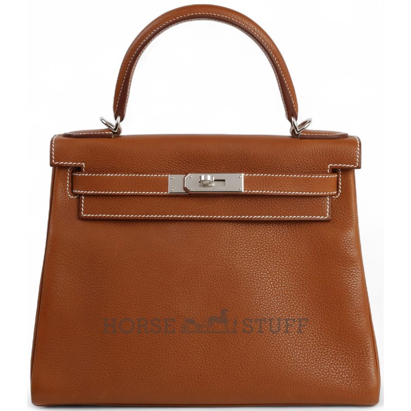 Hermès Kelly Retourne 28 Gold Fauve Barenia Faubourg PHW