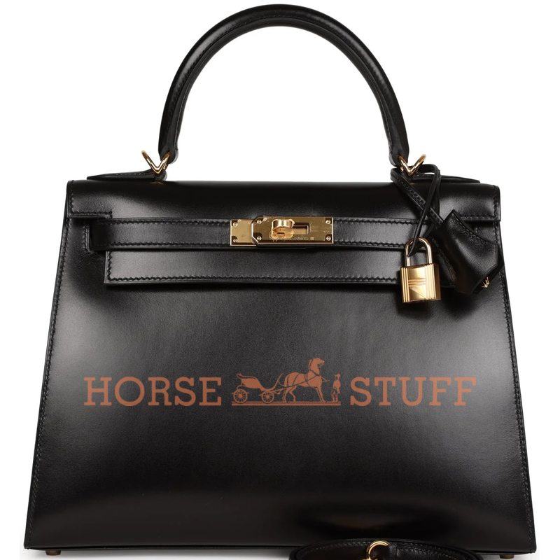 Hermès Kelly Sellier 28 Black Box Calf GHW